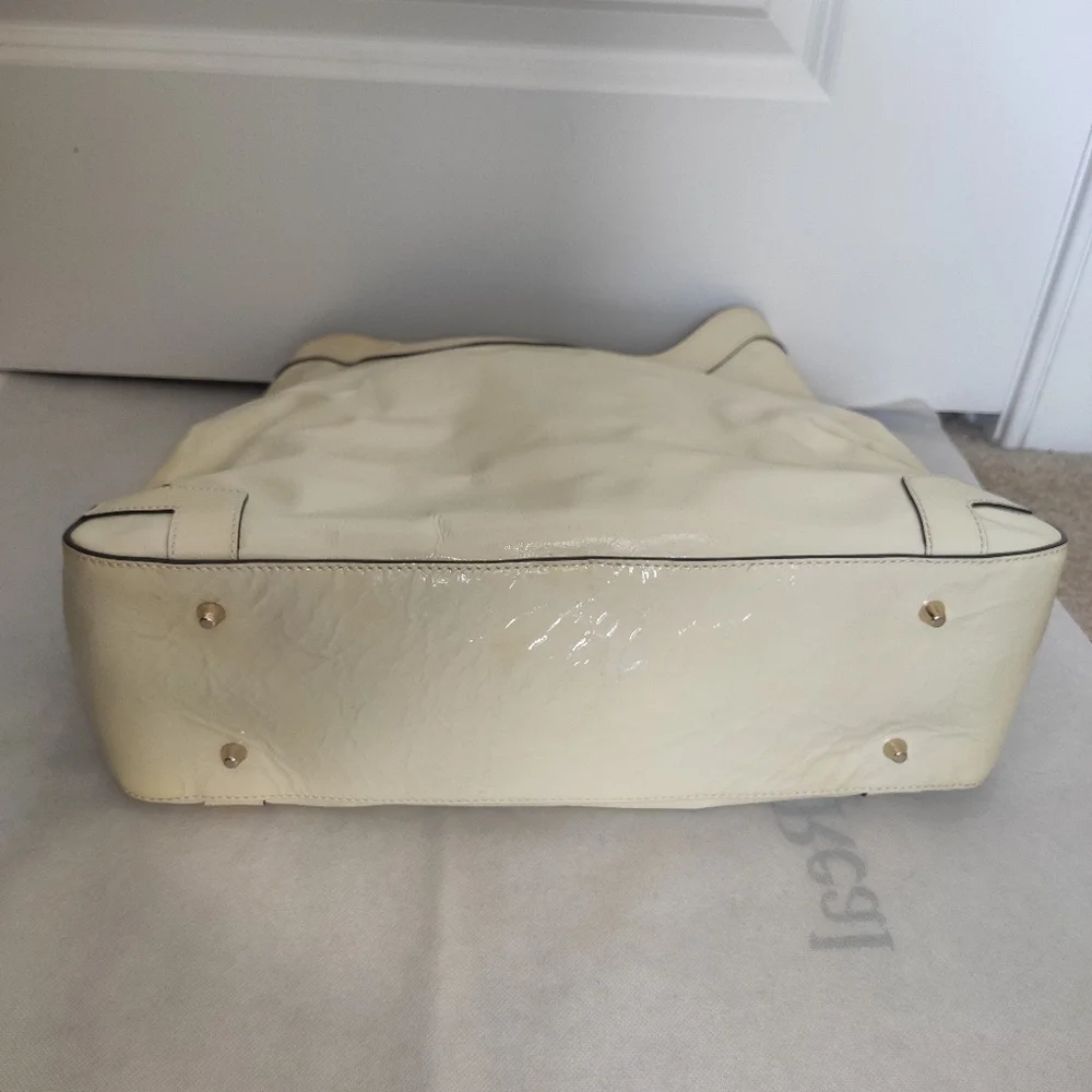 Anya Hindmarch Ivory Patent Leather Lautner Hobo